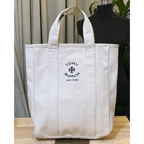 AUTHENTIC TORY BURCH CANVAS TOTE - Picture 1 of 8